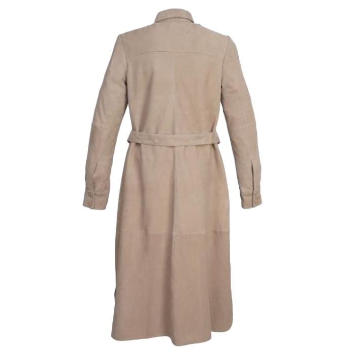 Olivia’s Cream Suede belted long coat - Image 2