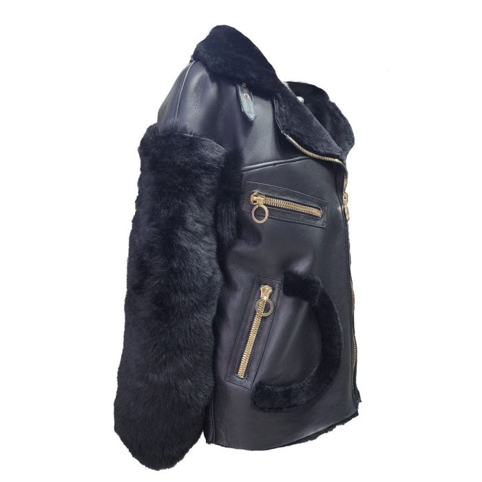 Sophia’s Black and gold shearling coat - Image 3