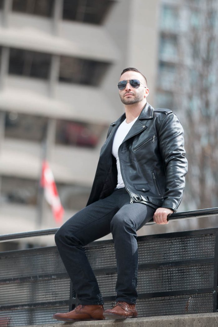 Slim fit Biker Leather Jacket with belt – CLEARANCE PRE MADE - Image 3