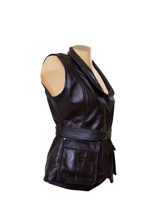 Teejays stylish leather vest with waist belt - Image 4