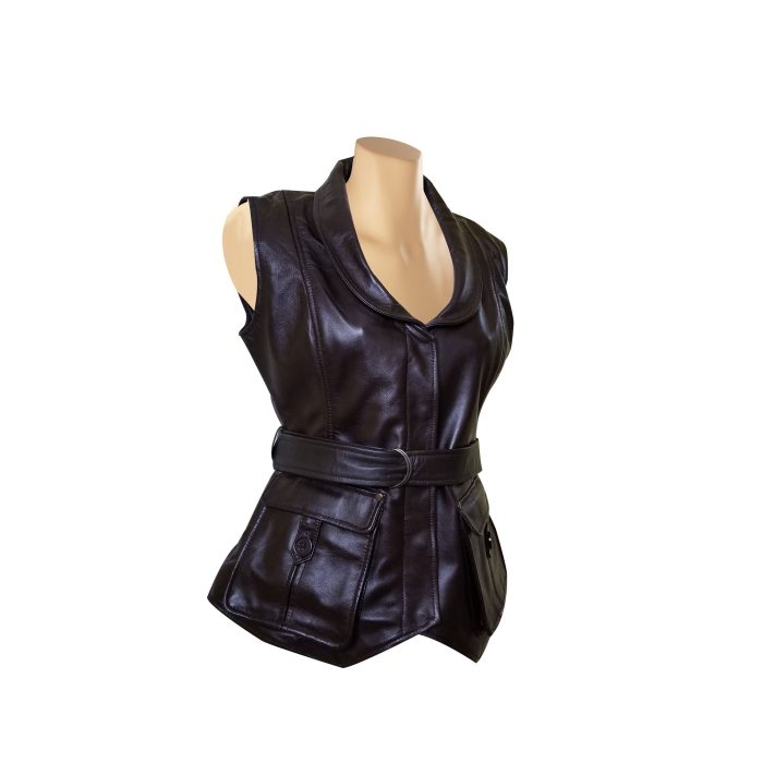 Teejays stylish leather vest with waist belt - Image 2