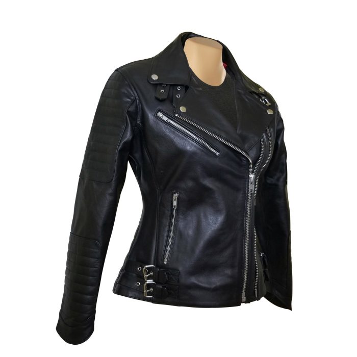 Miyah’s double zipper leather jacket with ribbed stitching details - Image 2