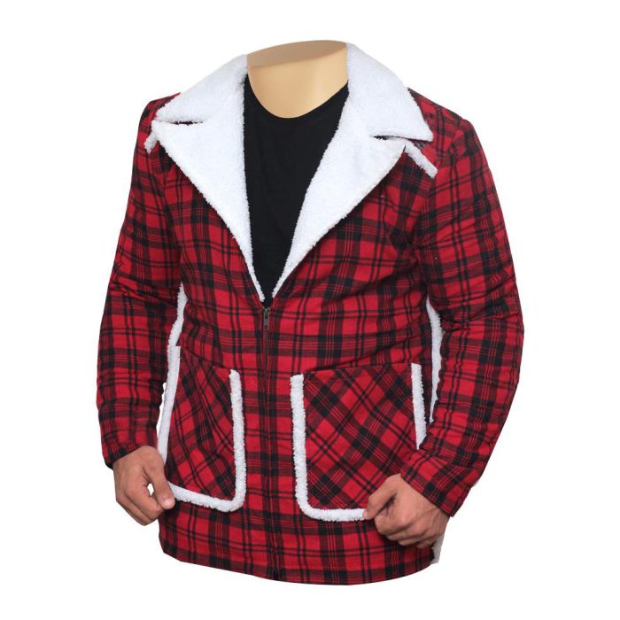 Ryan Reynold’s Red and Black  Checkered Jacket with Faux Shearling - Image 2