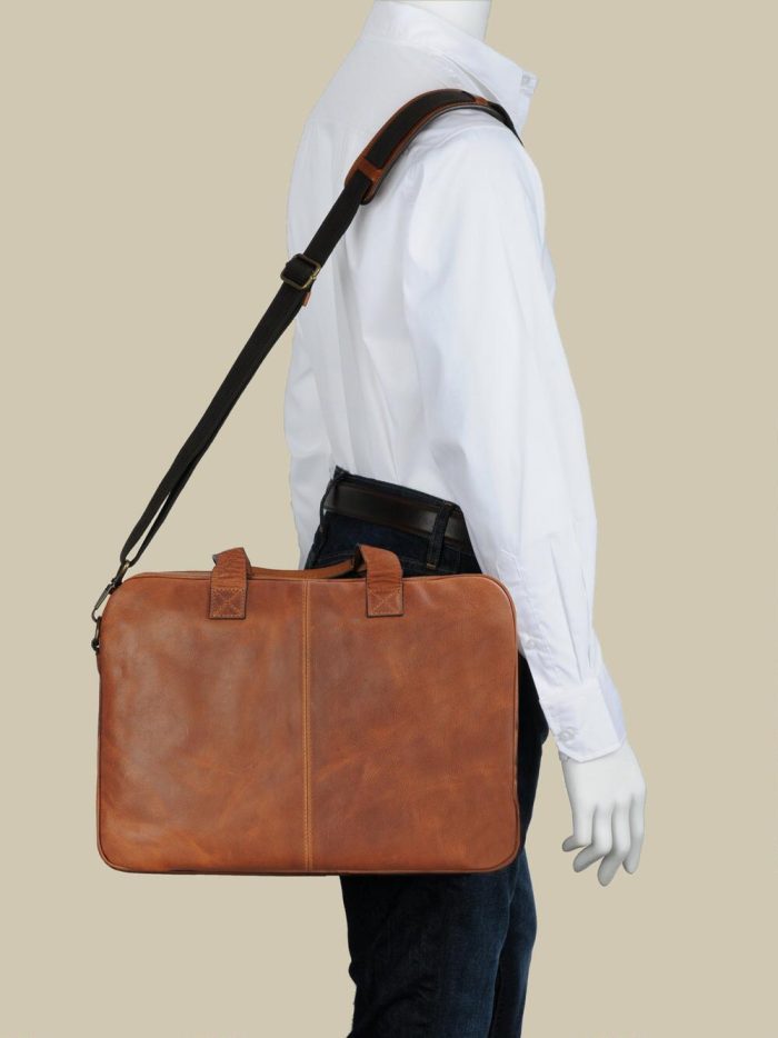 Atlanta vintage brown leather briefcase bag for men - Image 2