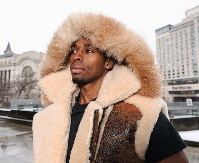 Ridgeway’s Vintage Distressed Brown shearling vest with hoodie - Image 3