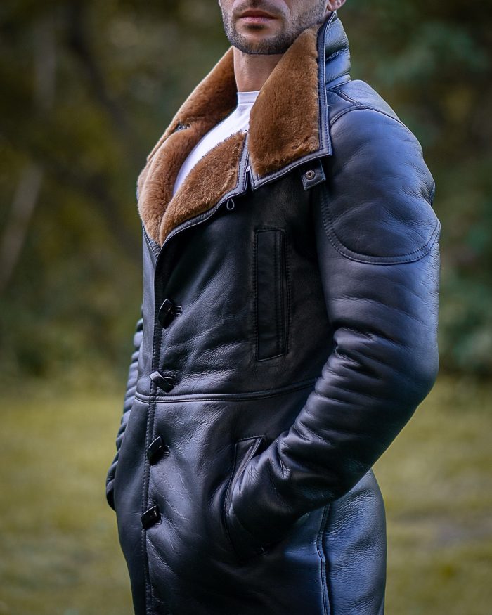 Real Shearling Coat inspired by Ryan Gosling’s Blade Runner 2049 Trench Coat - Image 4