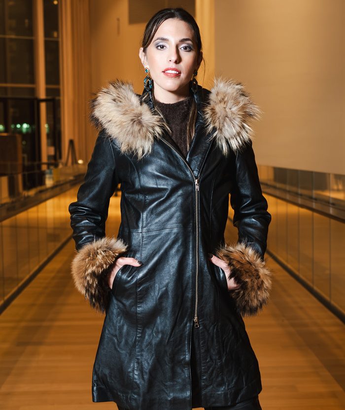 Natalie black winter coat with fur cuffs - Image 5