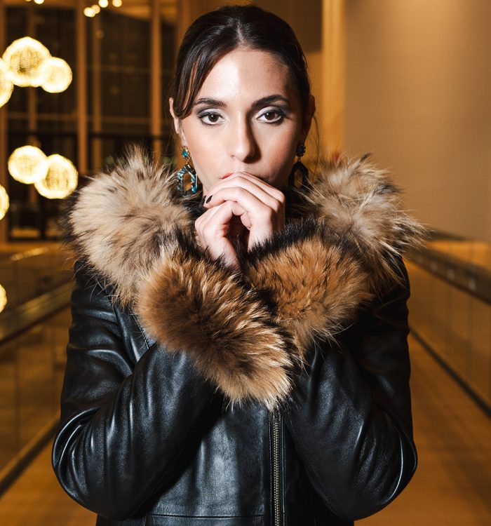 Natalie black winter coat with fur cuffs - Image 2