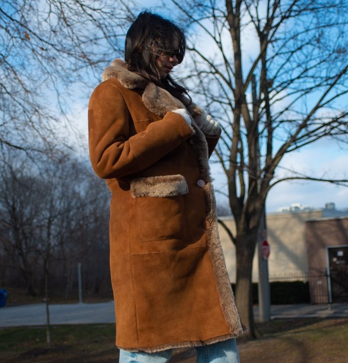 Sabina Tobacco Long Shearling Coat - Image 3