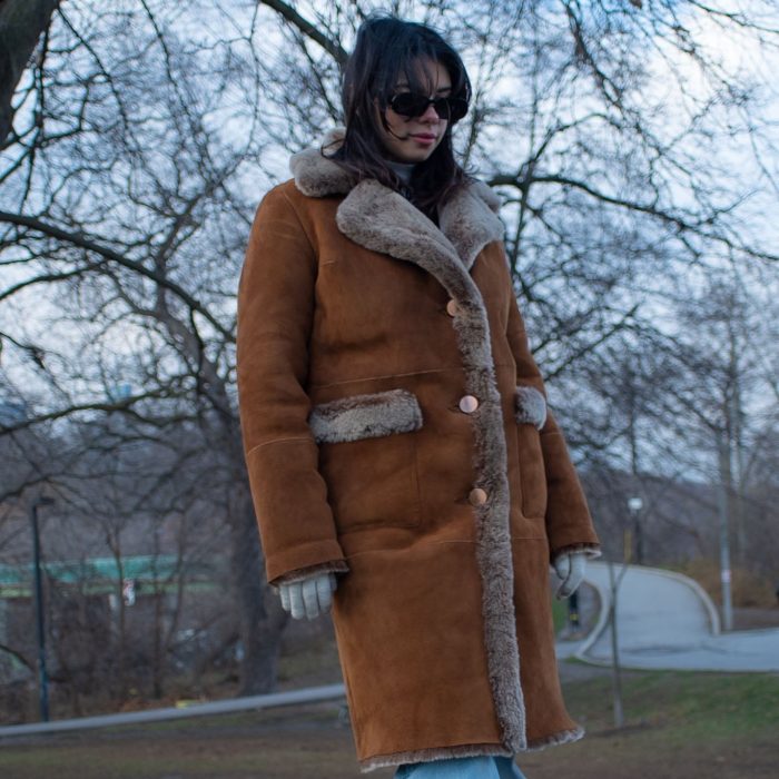 Sabina Tobacco Long Shearling Coat - Image 2