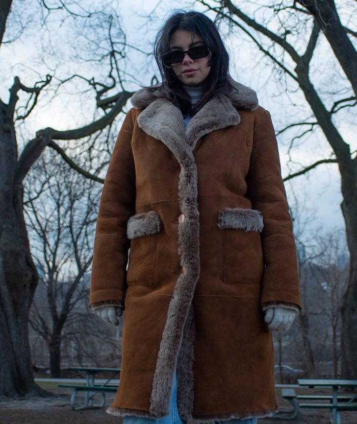 Sabina Tobacco Long Shearling Coat - Image 4