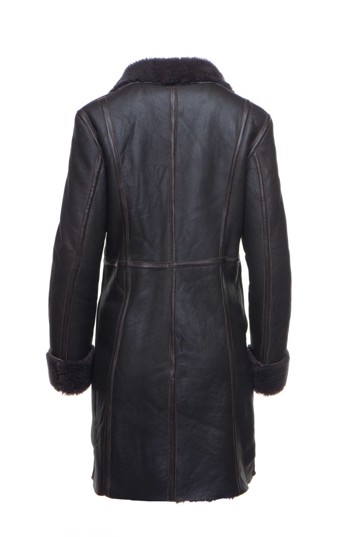 Shaunna’s Buttoned 3/4 Length Shearling Coat - Image 3