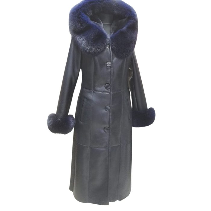 SerenBlackFoxfurhoodedWoolcoat