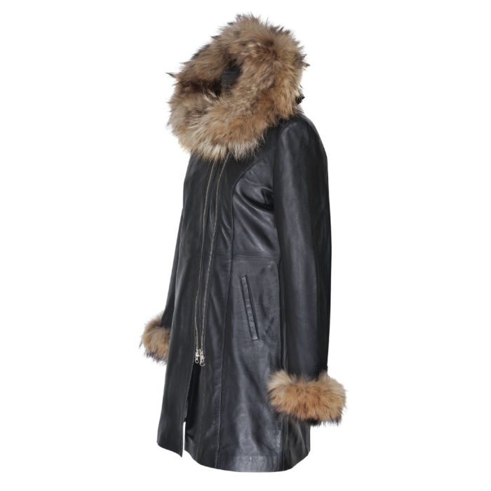Natalie black winter coat with fur cuffs - Image 6