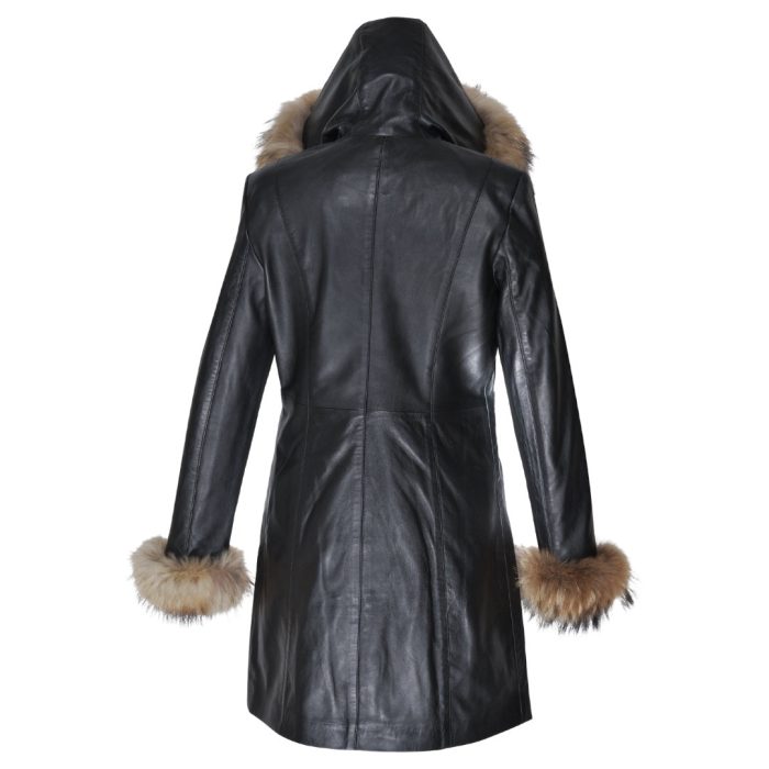 Natalie black winter coat with fur cuffs - Image 7