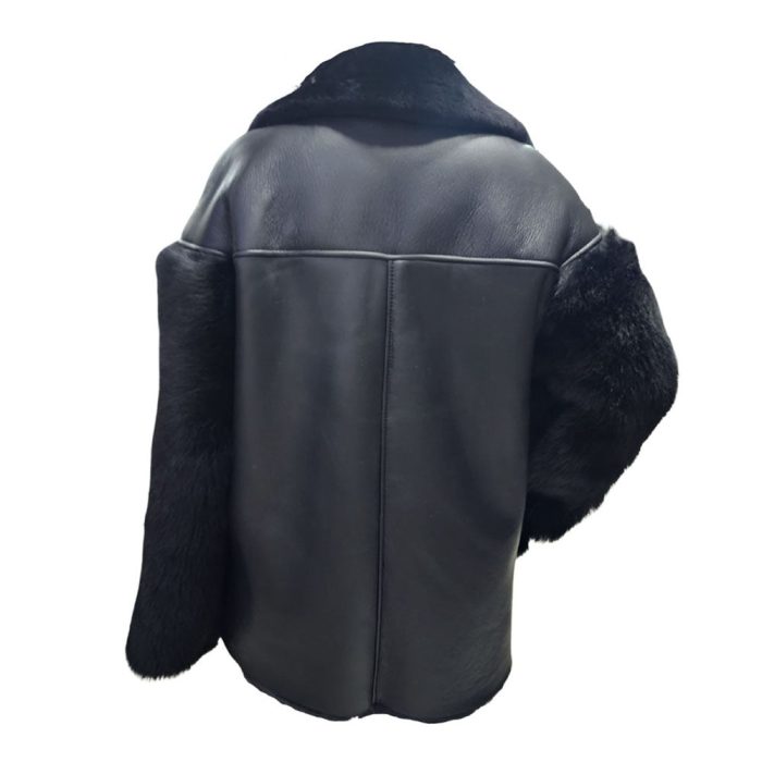 Sophia’s Black and gold shearling coat - Image 2