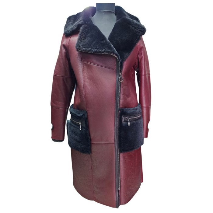 Samira’s burgundy shearling trench coat - Image 6