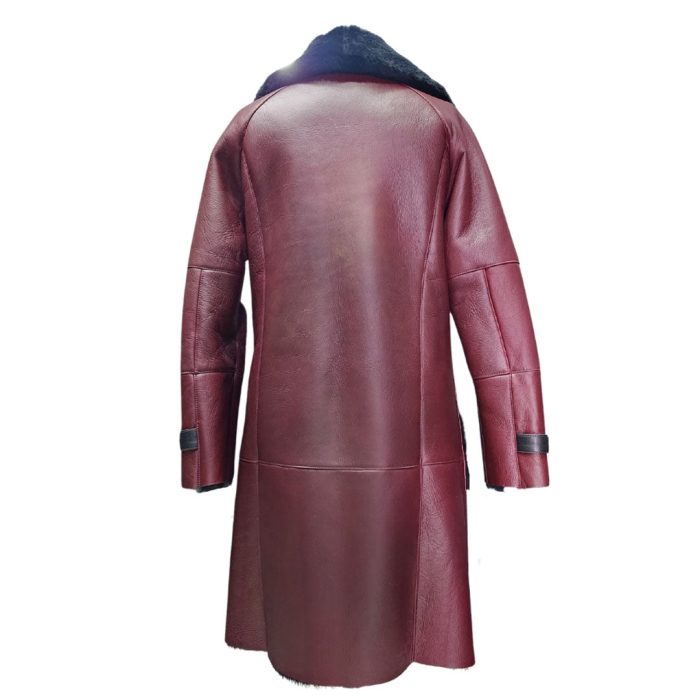 Samira’s burgundy shearling trench coat - Image 2