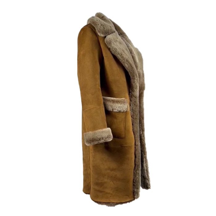Sabina Tobacco Long Shearling Coat - Image 6
