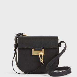 Ida black leather crossbody bag for women