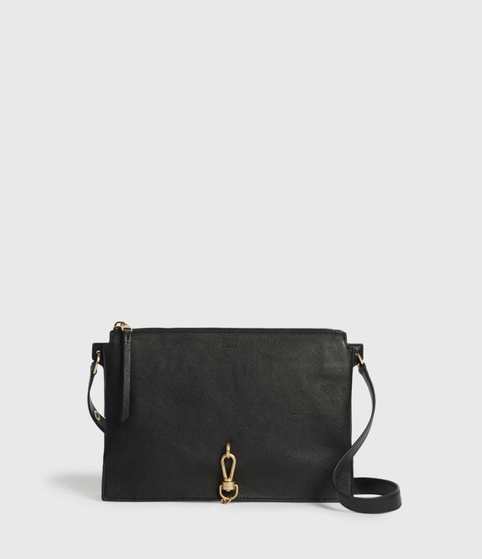 Sheringham black leather shoulder bag for women