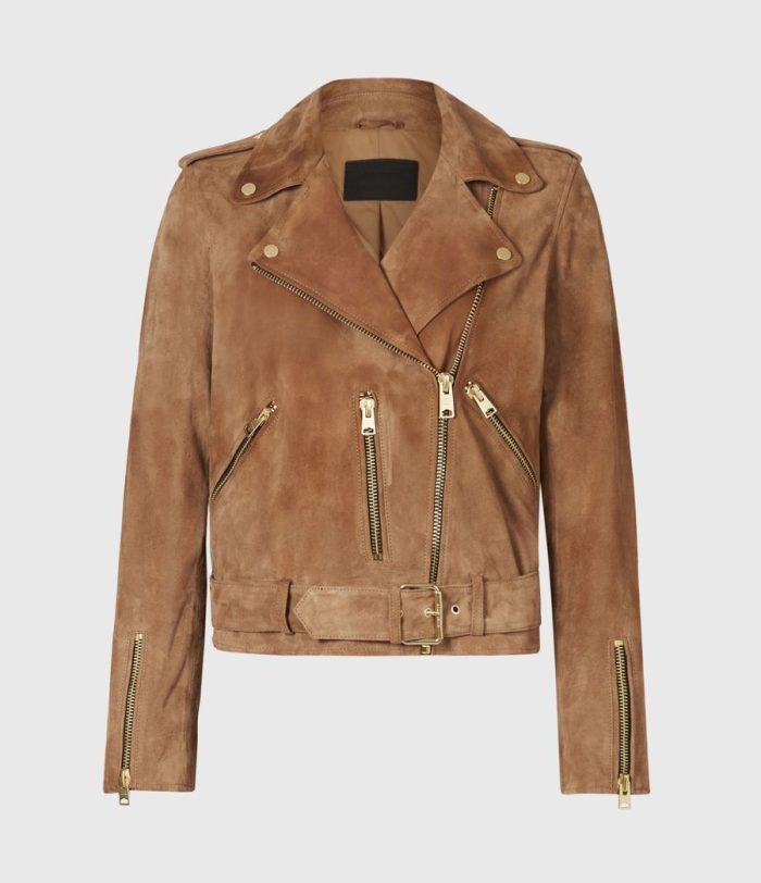 Suede balfern biker brown jacket for women - Image 2