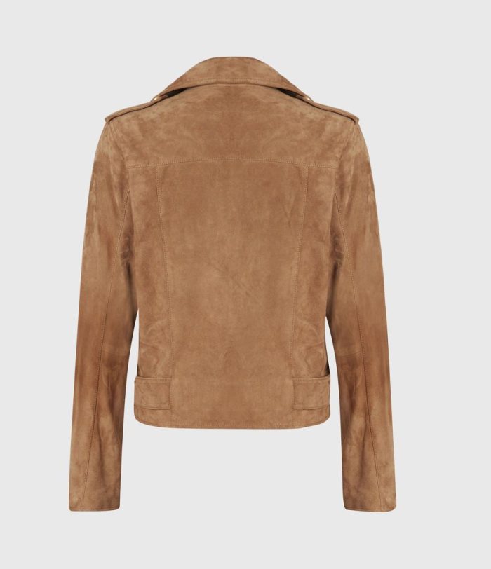 Suede balfern biker brown jacket for women - Image 3