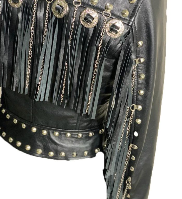 Western fringed women’s biker jacket - Image 4