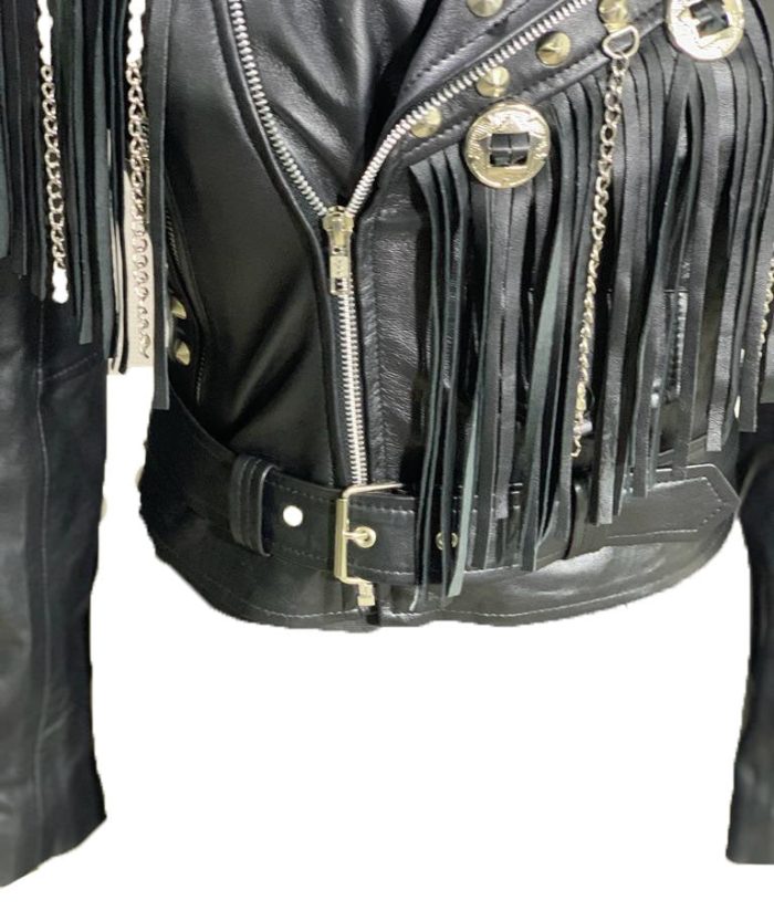 Western fringed women’s biker jacket - Image 5