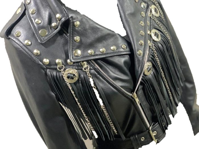 Western fringed women’s biker jacket - Image 6