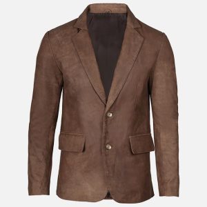men's snuff brown leather blazer jacket