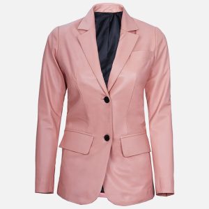 women's pink leather blazer jacket