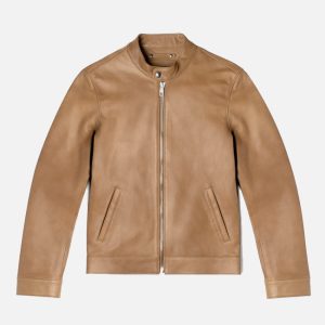 men's walnut cafe racer leather jacket