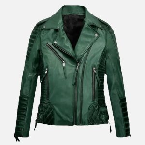 women's charlotte burnt green leather jacket