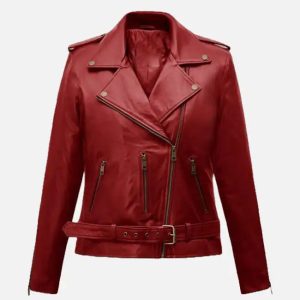 women's christmas red leather jacket