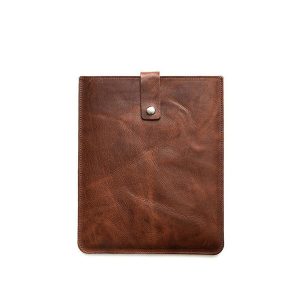 whiskey leather ipad sleeve vertical with strap
