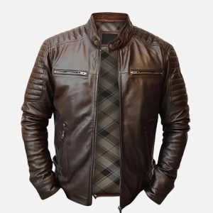 men's sprint brown leather jacket