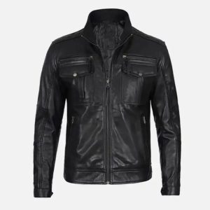 moffit men's cafe racer real leather jacket