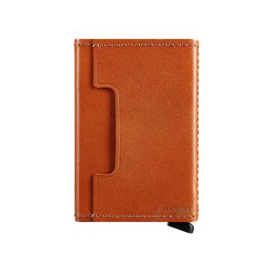 rfid cognac leather card holder