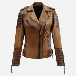 women's charlotte burnt tan leather jacket