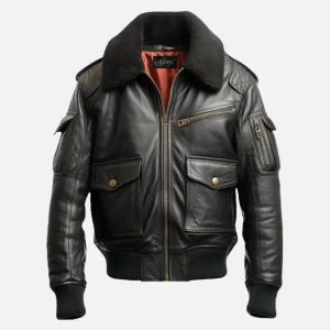 men's aviator black bomber leather jacket