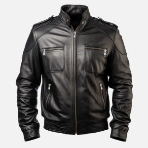 men's black biker leather jacket