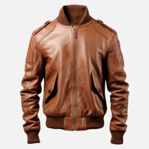 men's bomber brown leather jacket