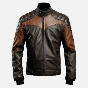 men's black brown biker stylish leather jacket