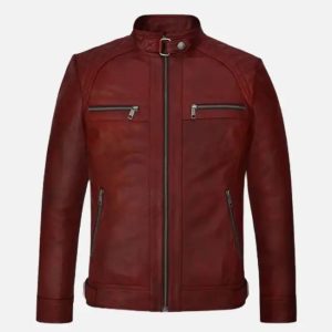 men's spanish red leather jacket