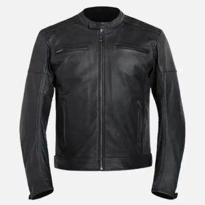 men's stylish slim fit black leather jacket