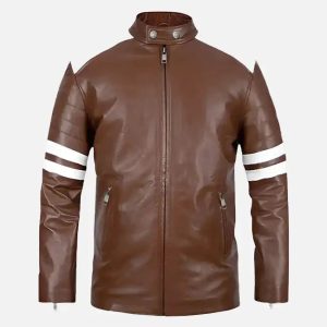 men's tan brown fight club leather jacket