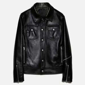 men's trucker biker black jacket
