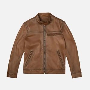 men's walnut brown biker jacket