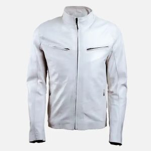 men’s white slim fit leather jacket